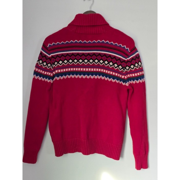 Lauren Ralph Lauren Women's Sweater Size XL Red Shawl Collar Fair Isle Toggle - Picture 8 of 15